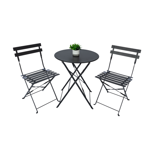 Juego de mesa redonda plegable para exteriores y sillas de listones
